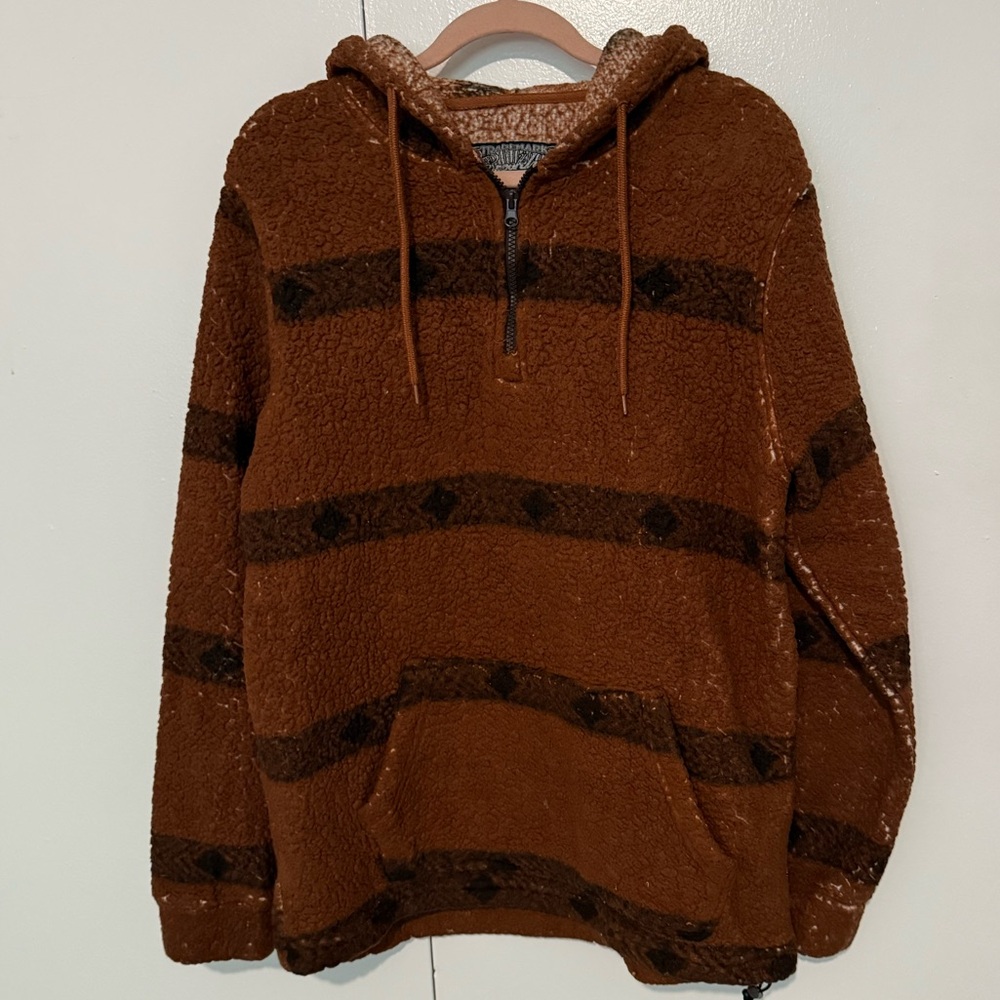 Brooklyn Cloth Brown Zip Up Sherpa Sweater